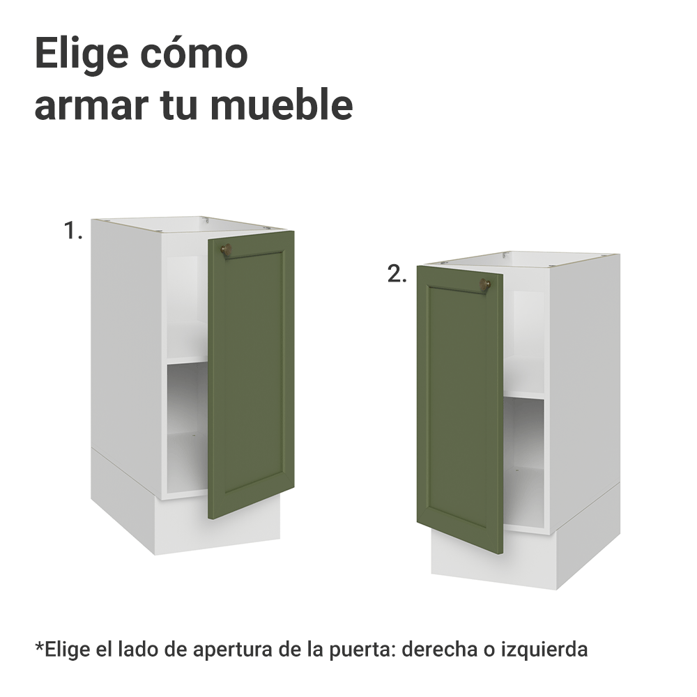 Bajo Mesada de Cocina 35 x 60 cm 1 Puerta (Sin Mesada) Blanco/verde Vik Madesa