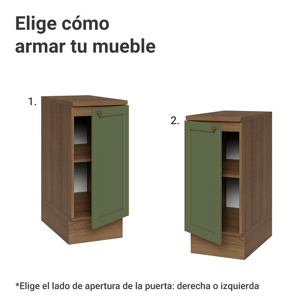 Bajo Mesada de Cocina 35 x 60 cm 1 Puerta (con Mesada) Marrón/Verde Vik Madesa
