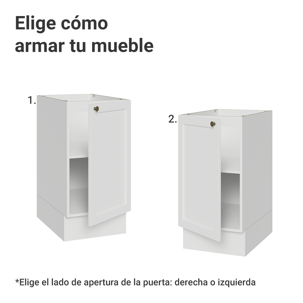 Bajo Mesada de Cocina 40 x 60 cm 1 Puerta (Sin Mesada) Blanco Vik Madesa