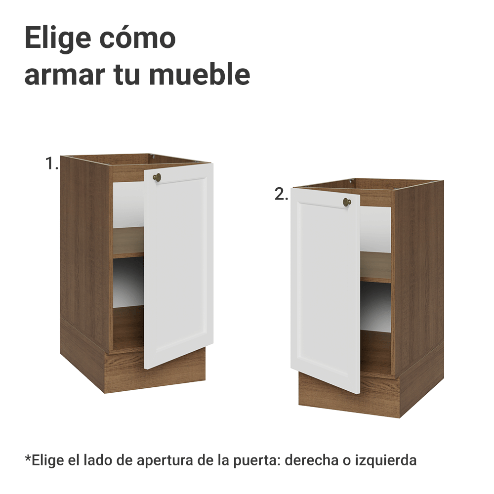 Bajo Mesada de Cocina 40 x 60 cm 1 Puerta (Sin Mesada) Marrón/Blanco Vik Madesa
