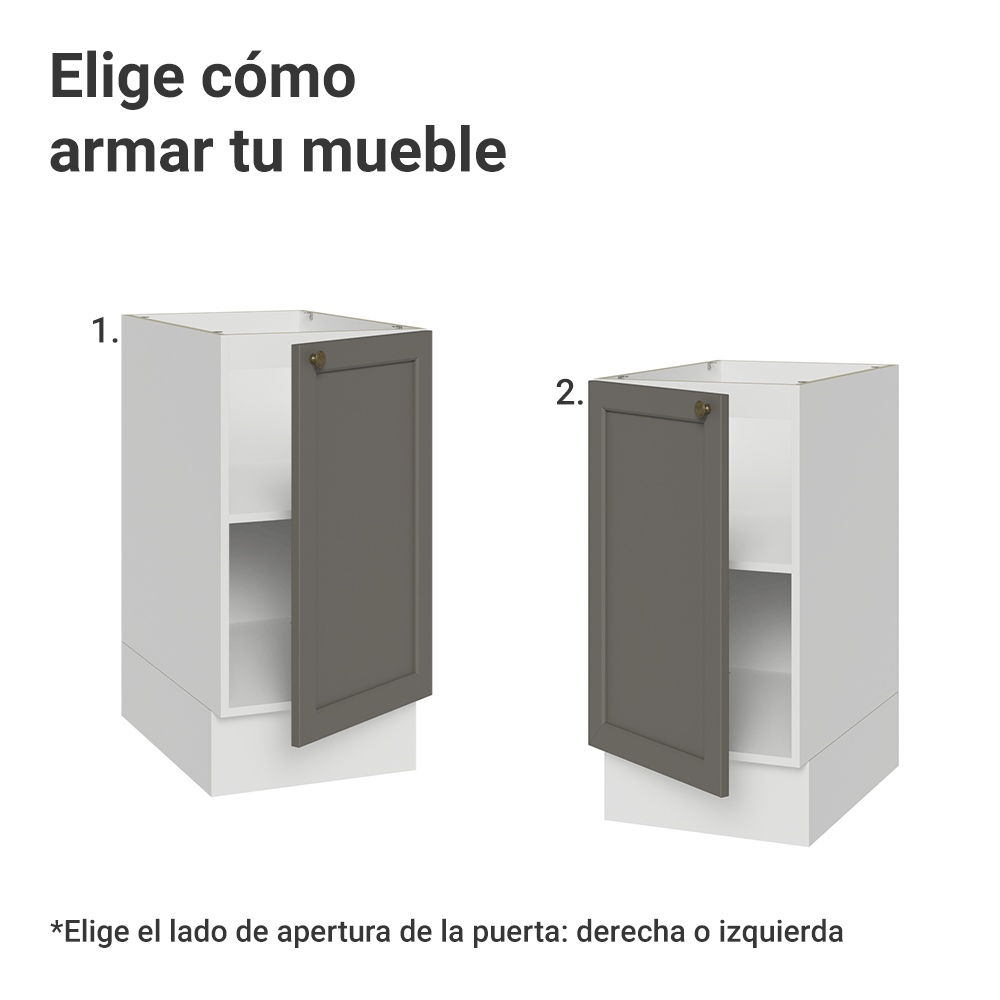 Bajo Mesada de Cocina 40 x 60 cm 1 Puerta (Sin Mesada) Blanco/Gris Vik Madesa
