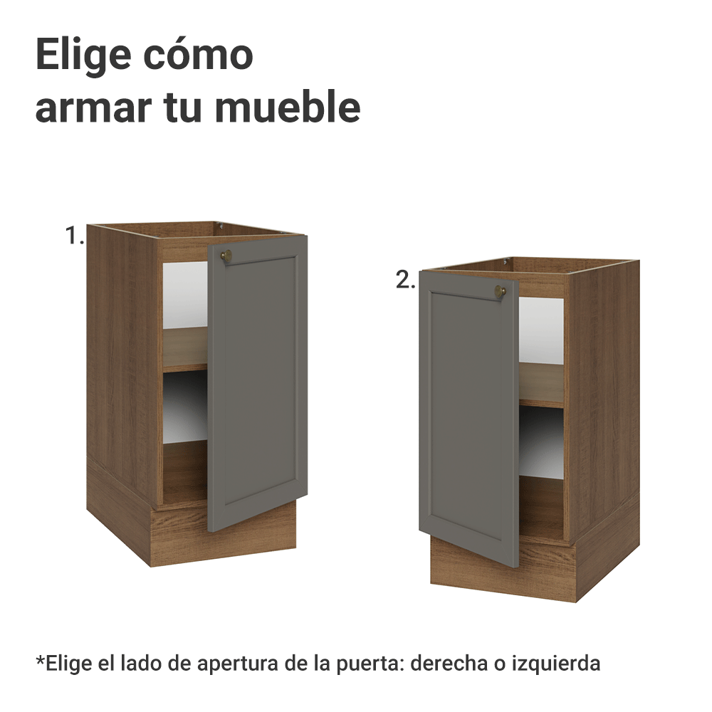 Bajo Mesada de Cocina 40 x 60 cm 1 Puerta (Sin Mesada) Marrón/Gris Vik Madesa