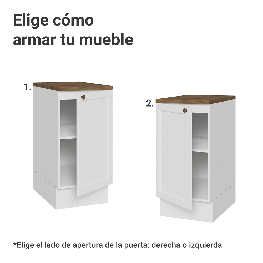 Bajo Mesada de Cocina 40 x 60 cm 1 Puerta (con Mesada) Blanco/Marrón Vik Madesa