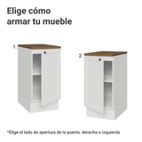 Bajo Mesada de Cocina 40 x 60 cm 1 Puerta (con Mesada) Blanco/Marrón Vik Madesa