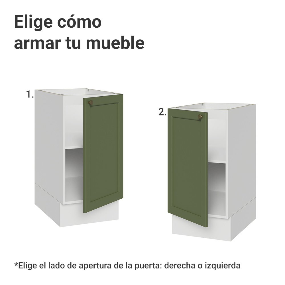Bajo Mesada de Cocina 40 x 60 cm 1 Puerta (Sin Mesada) Blanco/Verde Vik Madesa