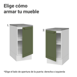 Bajo Mesada de Cocina 40 x 60 cm 1 Puerta (con Mesada) Blanco/Verde Vik Madesa