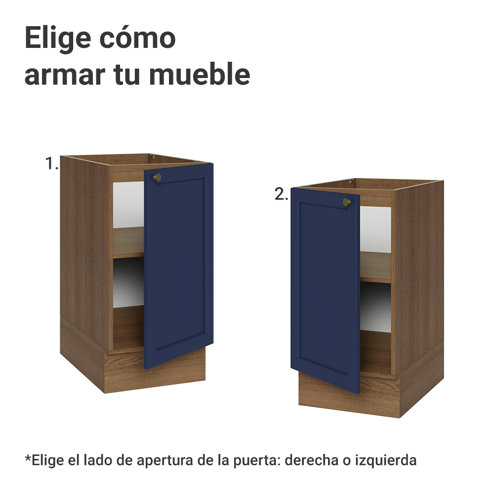 Bajo Mesada de Cocina 40 x 60 cm 1 Puerta (Sin Mesada) Marrón/Azul Vik Madesa