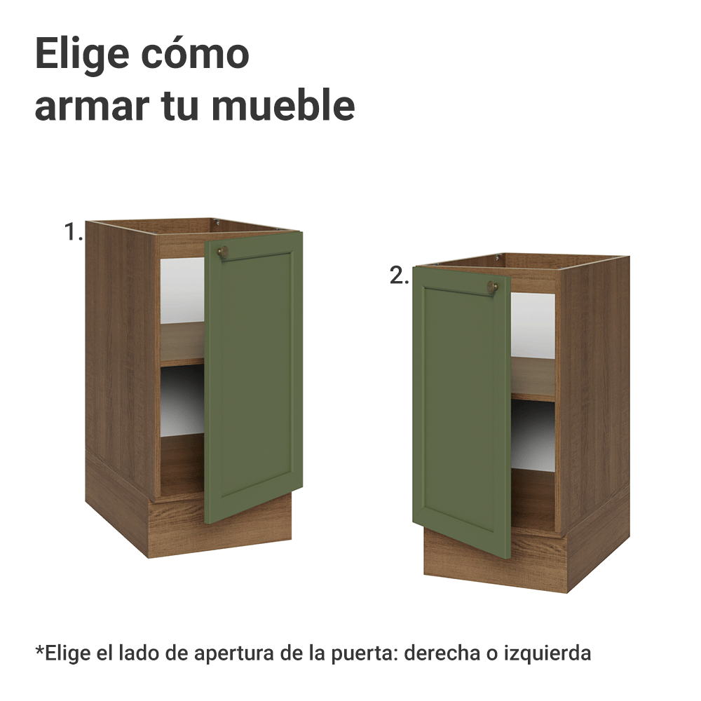 Bajo Mesada de Cocina 40 x 60 cm 1 Puerta (Sin Mesada) Marrón/Verde Vik Madesa