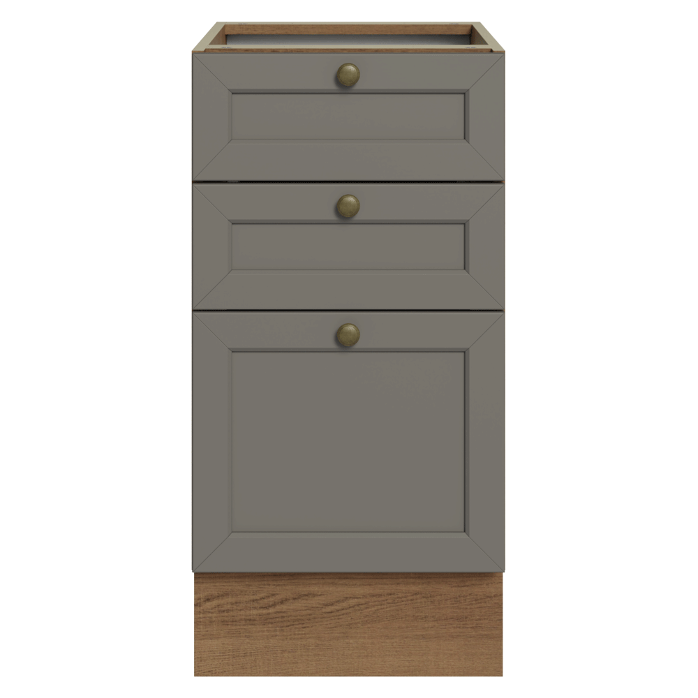 Bajo Mesada de Cocina 40 x 60 cm 3 Cajones (Sin Mesada) Marrón/Gris Vik Madesa