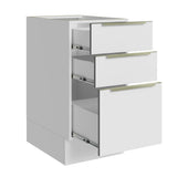 Bajo Mesada Lux 40 cm X 60cm 3 Cajones (Sin Mesada) Blanco/Blanco Aterciopelado Madesa