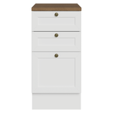 Bajo Mesada de Cocina 40 x 60 cm 3 Cajones (con Mesada) Blanco/Marrón Vik Madesa