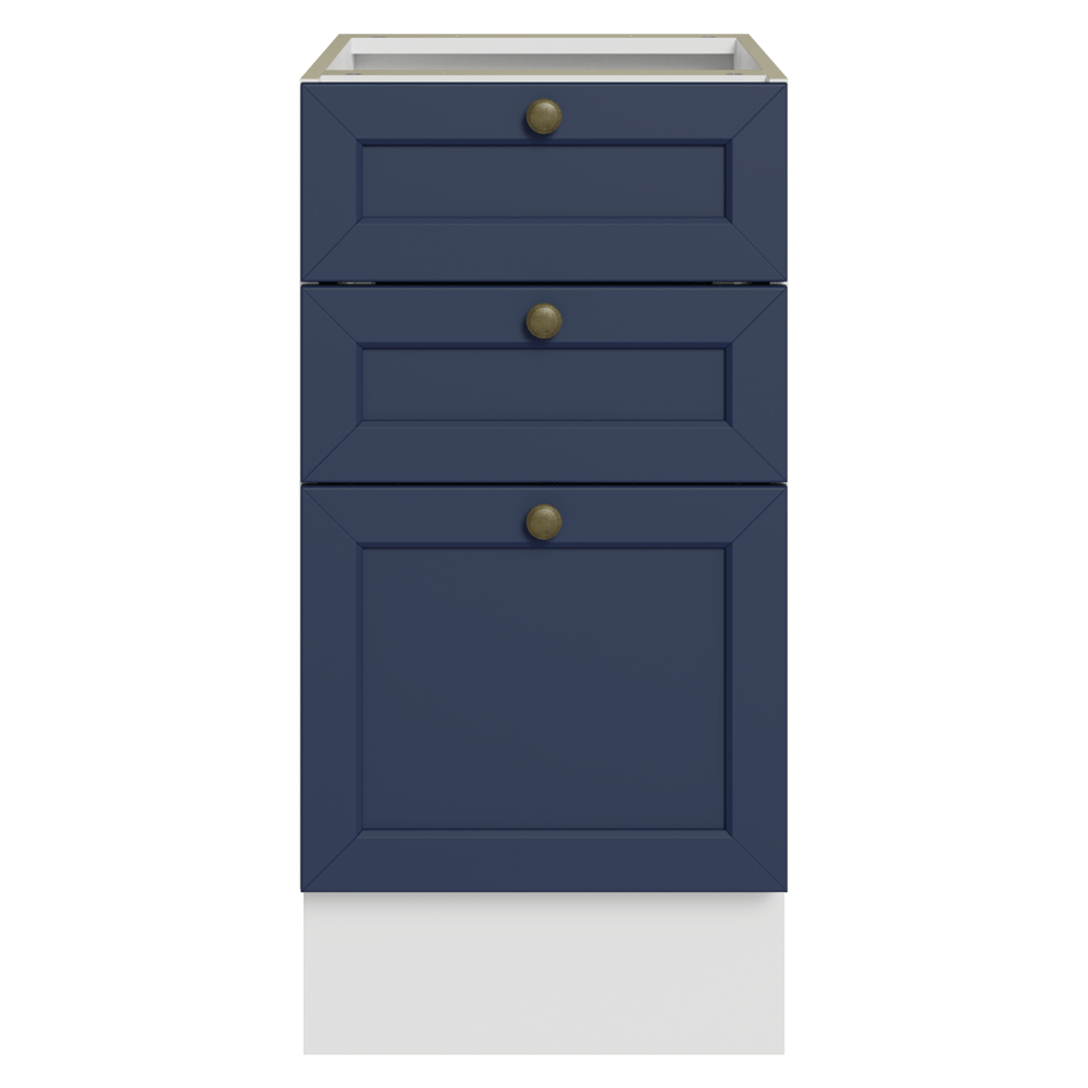 Bajo Mesada de Cocina 40 x 60 cm 3 Cajones (Sin Mesada) Blanco/Azul Vik Madesa