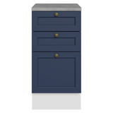 Bajo Mesada de Cocina 40 x 60 cm 3 Cajones (con Mesada) Blanco/Azul Vik Madesa