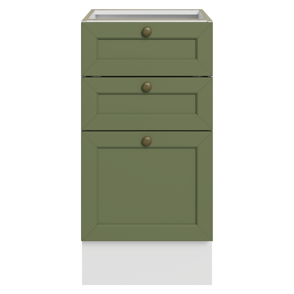 Bajo Mesada de Cocina 40 x 60 cm 3 Cajones (Sin Mesada) Blanco/Verde Vik Madesa
