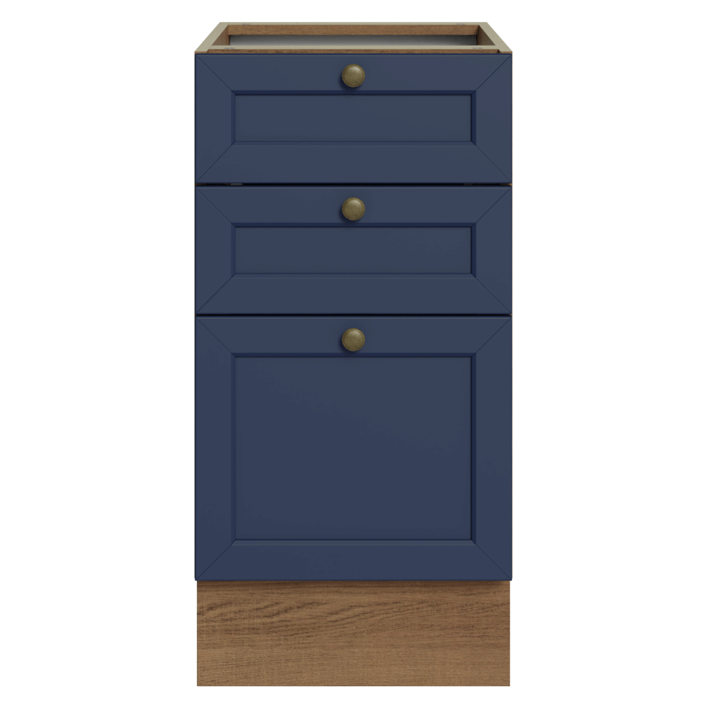 Bajo Mesada de Cocina 40 x 60 cm 3 Cajones (Sin Mesada) Marrón/Azul Vik Madesa