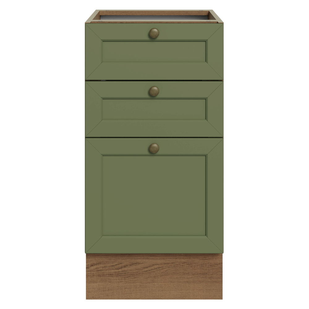 Bajo Mesada de Cocina 40 x 60 cm 3 Cajones (Sin Mesada) Blanco/Verde Vik Madesa