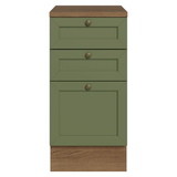Bajo Mesada de Cocina 40 x 60 cm 3 Cajones (con Mesada) Marrón/Verde Vik Madesa