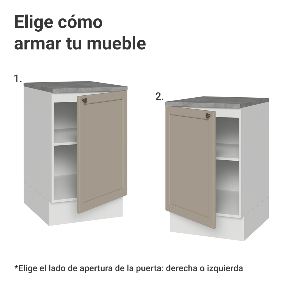 Bajo Mesada 50 x 60cm 1 Puerta (Con Mesada) Blanco/Crema Vik Madesa