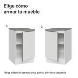 Bajo Mesada 50cm X 60 cm, 1 Puerta (Con Mesada) Blanco aterciopelado Lux Madesa