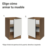 Bajo Mesada 50cm X 60 cm, 1 Puerta (Sin Mesada) Marrón/Blanco aterciopelado Lux Madesa