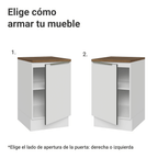 Bajo Mesada 50 x 60 cm 1 Puerta (Con Mesada) Blanco/Blanco Aterciopelado/Marrón Top Lux Madesa