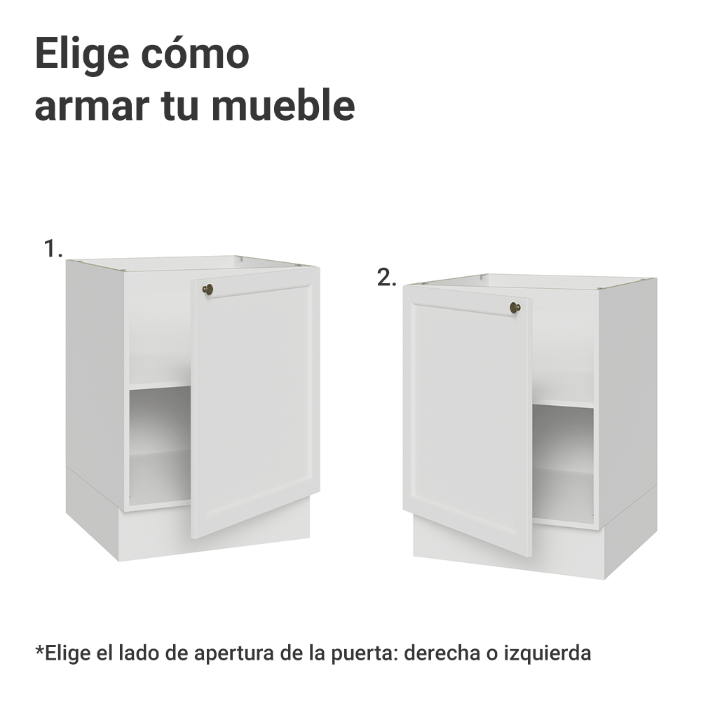 Bajo Mesada de Cocina 60 x 60 cm 1 Puerta (Sin Mesada) Blanco Vik Madesa