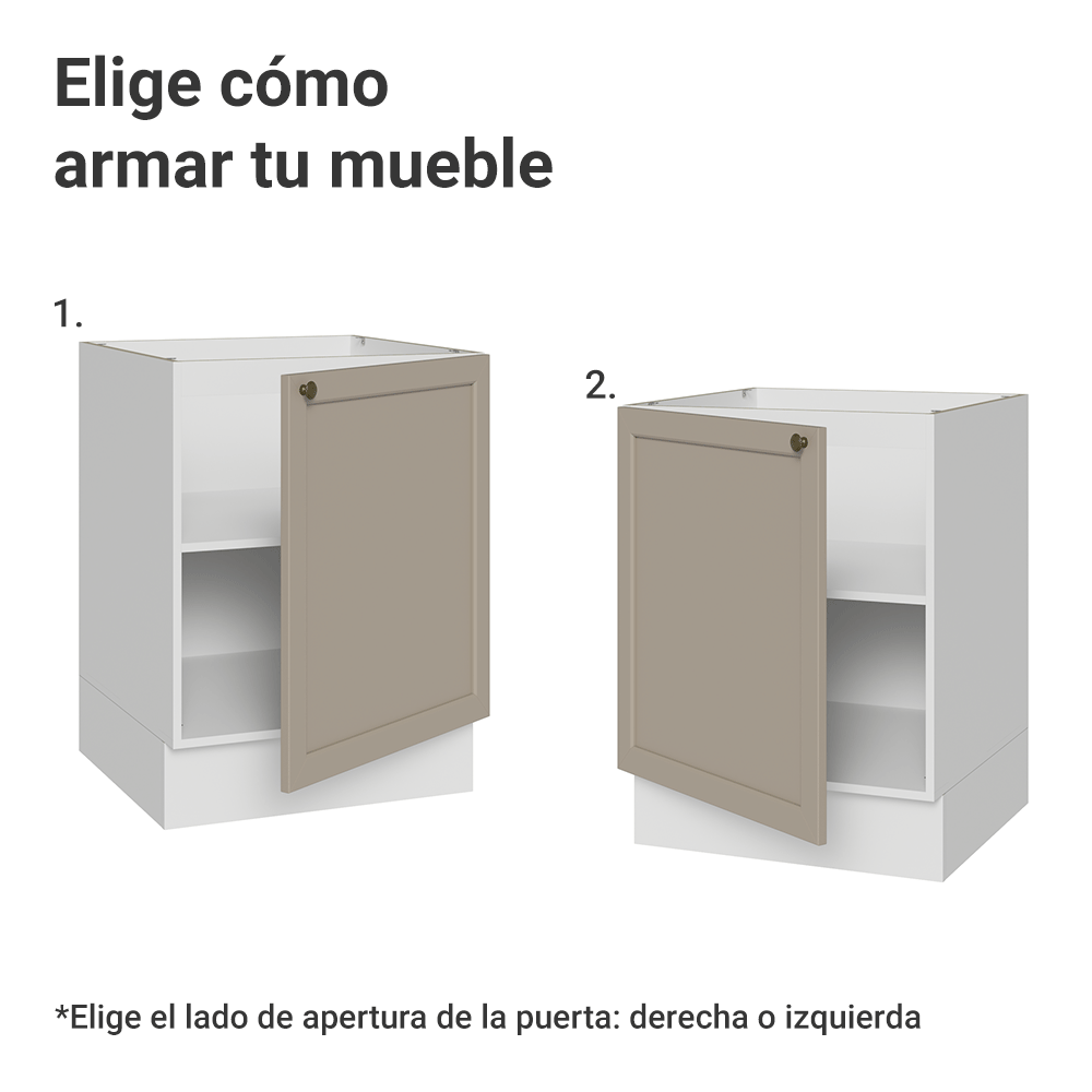 Bajo Mesada 60 x 60 cm 1 Puerta (Sin Mesada) Blanco/Crema Vik Madesa