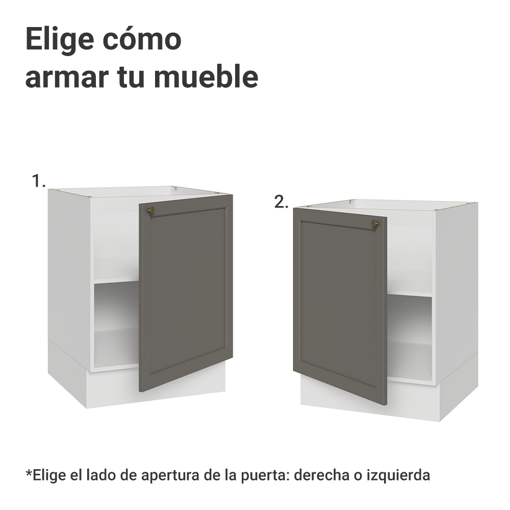 Bajo Mesada de Cocina 60 x 60 cm 1 Puerta (Sin Mesada) Blanco/Gris Vik Madesa