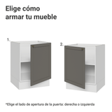 Bajo Mesada de Cocina 60 x 60 cm 1 Puerta (Sin Mesada) Blanco/Gris Vik Madesa