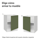 Bajo Mesada de Cocina 60 x 60 cm 1 Puerta (Sin Mesada) Blanco/Verde Vik Madesa