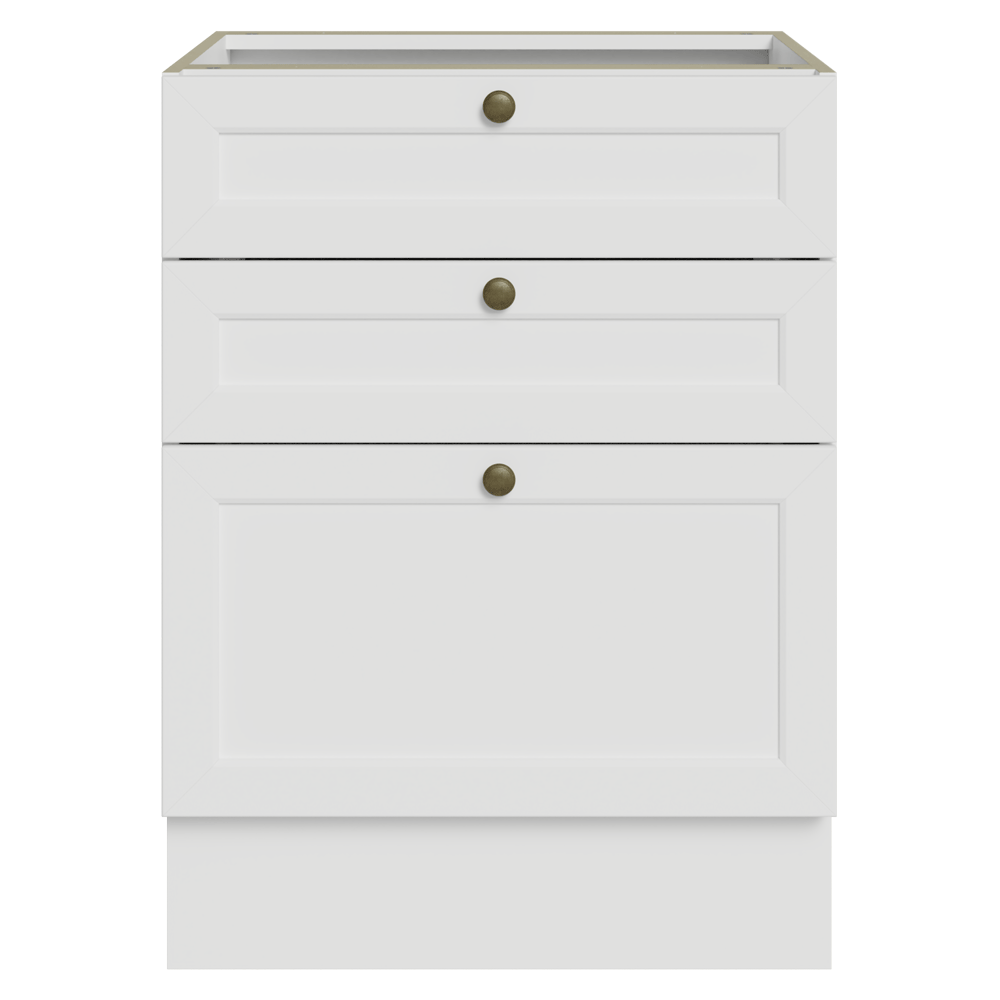 Bajo Mesada de Cocina 60 x 60 cm 3 Cajones (Sin Mesada) Blanco Vik Madesa