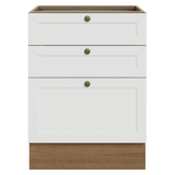 Bajo Mesada de Cocina 60 x 60 cm 3 Cajones (Sin Mesada) Marrón/Blanco Vik Madesa