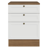 Bajo Mesada de Cocina 60 x 60 cm 3 Cajones (con Mesada) Marrón/Blanco Vik Madesa