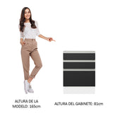 Bajo Mesada Cocina 60 x 60 cm 3 Cajones (Sin Mesada) Blanco/Negro Glamy Madesa