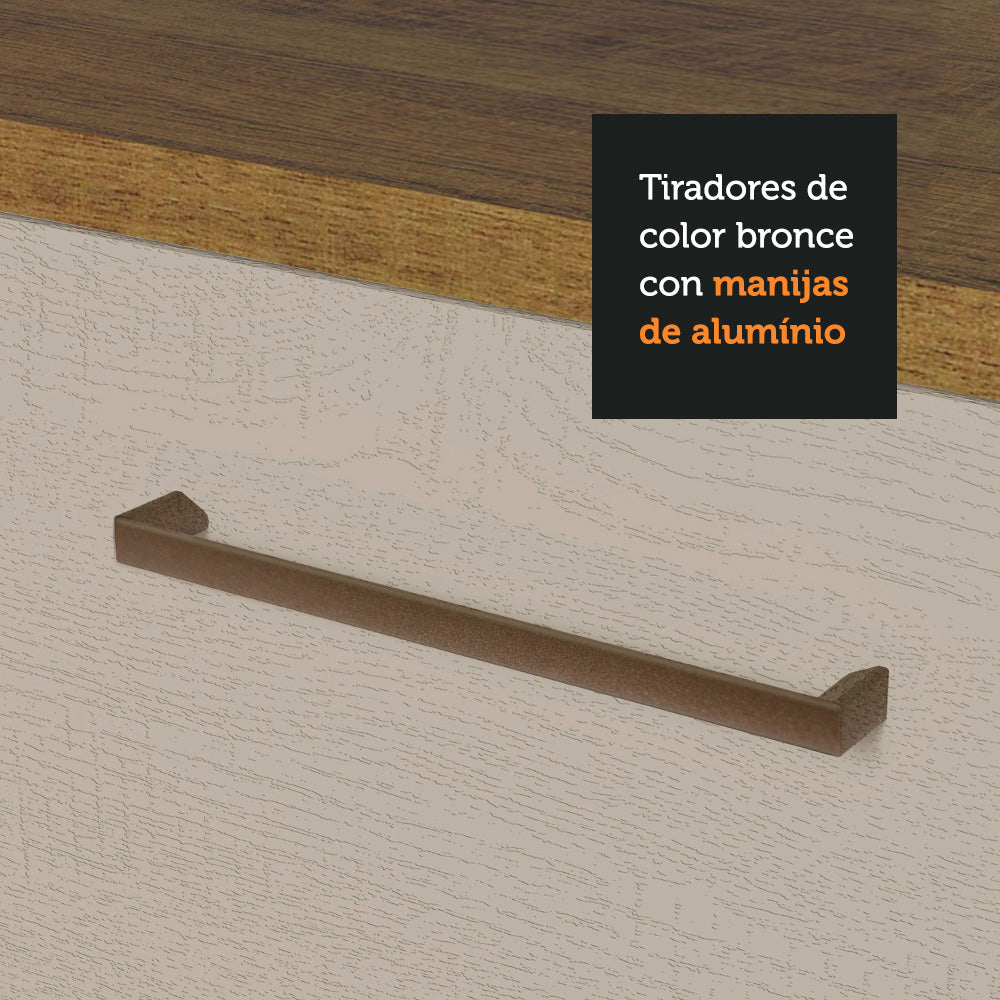 Bajo Mesada 60 x 60 cm 3 Cajones (Con Mesada) Marrón/Crema Agata Madesa