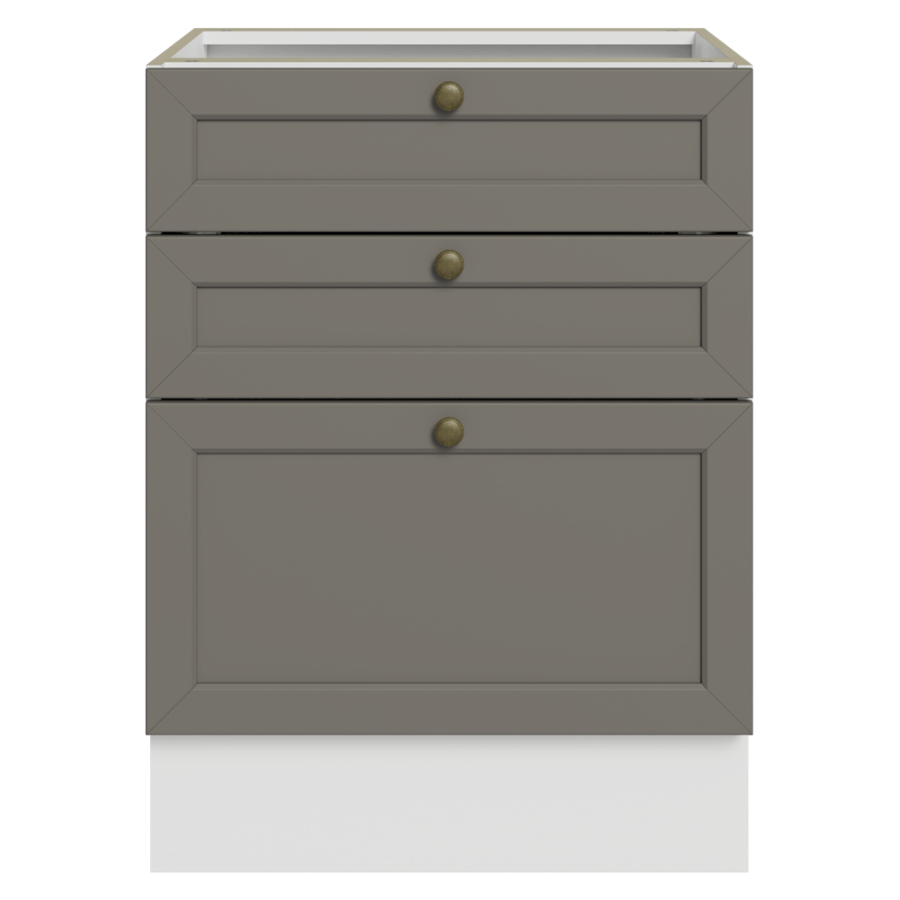 Bajo Mesada de Cocina 60 x 60 cm 3 Cajones (Sin Mesada) Blanco/Gris Vik Madesa