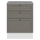 Bajo Mesada de Cocina 60 x 60 cm 3 Cajones (con Mesada) Blanco/Gris Vik Madesa