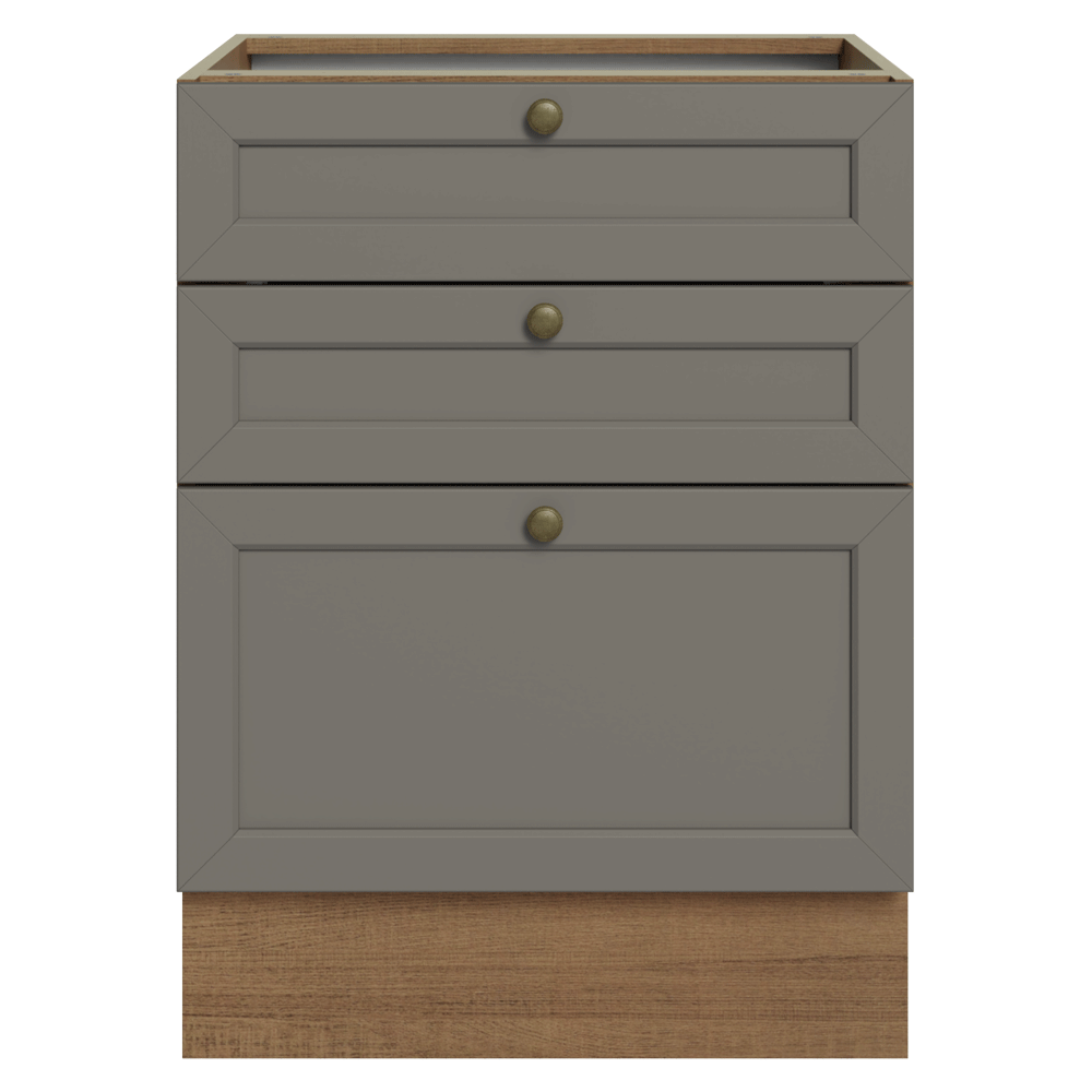 Bajo Mesada de Cocina 60 x 60 cm 3 Cajones (Sin Mesada) Marrón/Gris Vik Madesa
