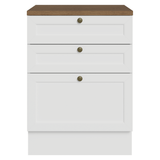 Bajo Mesada de Cocina 60 x 60 cm 3 Cajones (con Mesada) Blanco/Marrón Vik Madesa