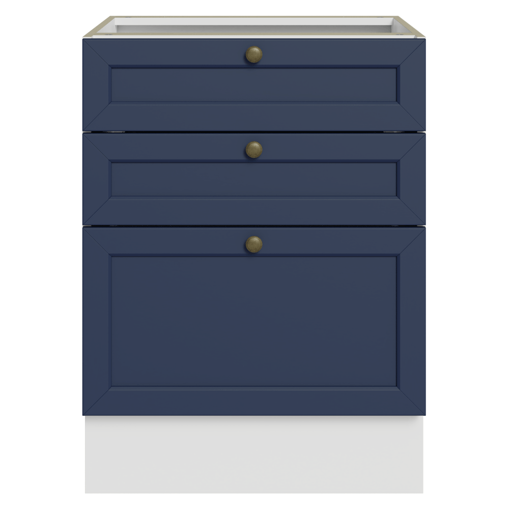 Bajo Mesada de Cocina 60 x 60 cm 3 Cajones (Sin Mesada) Blanco/Azul Vik Madesa