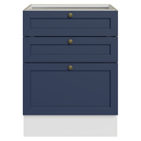 Bajo Mesada de Cocina 60 x 60 cm 3 Cajones (Sin Mesada) Blanco/Azul Vik Madesa