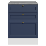 Bajo Mesada de Cocina 60 x 60 cm 3 Cajones (con Mesada) Blanco/Azul Vik Madesa