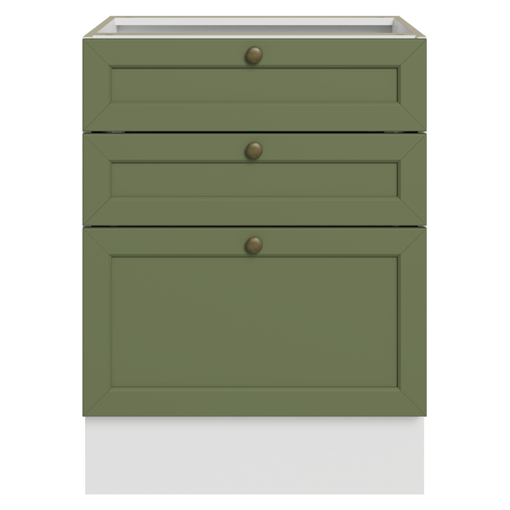Bajo Mesada de Cocina 60 x 60 cm 3 Cajones (Sin Mesada) Blanco/Verde Vik Madesa