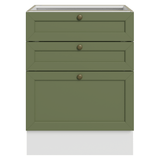 Bajo Mesada de Cocina 60 x 60 cm 3 Cajones (Sin Mesada) Blanco/Verde Vik Madesa