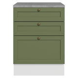 Bajo Mesada de Cocina 60 x 60 cm 3 Cajones (con Mesada) Blanco/Verde Vik Madesa