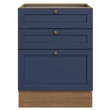 Bajo Mesada de Cocina 60 x 60 cm 3 Cajones (Sin Mesada) Marrón/Azul Vik Madesa