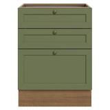 Bajo Mesada de Cocina 60 x 60 cm 3 Cajones (Sin Mesada) Marrón/Verde Vik Madesa