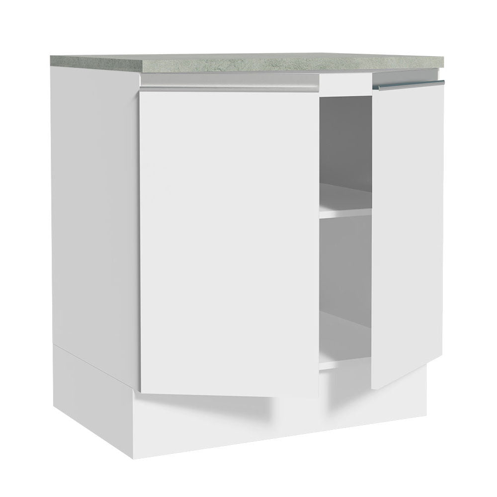 Bajo Mesada 70 x 60 cm 2 Puertas (Con Mesada) Blanco Glamy Madesa
