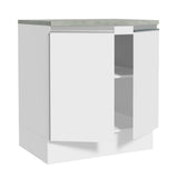 Bajo Mesada 70 x 60 cm 2 Puertas (Con Mesada) Blanco Glamy Madesa
