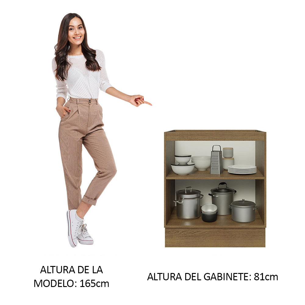 Bajo Mesada Cocina 70 x 60 cm 2 Puertas (Sin Mesada) Marrón/Blanco Glamy Madesa